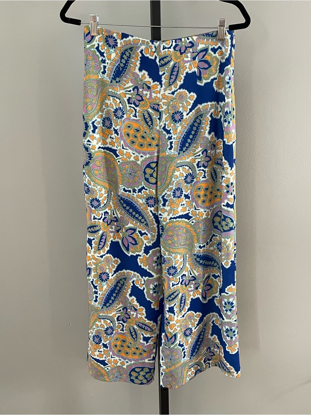 Zara Blue Paisley Floral Boho Palazzo Pants Size Medium